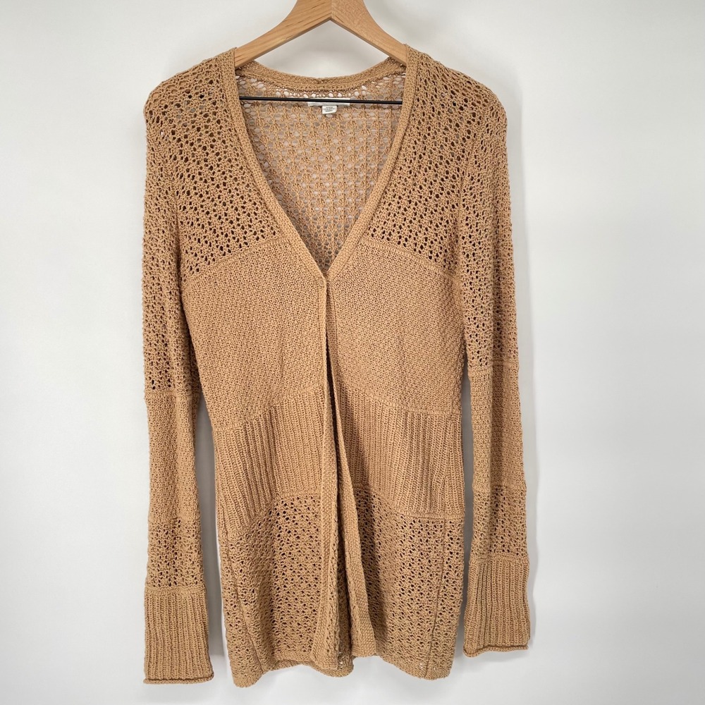 NWOT American Eagle Tan Crochet Knit Cardigan Sweater Boho Duster Med Coquette